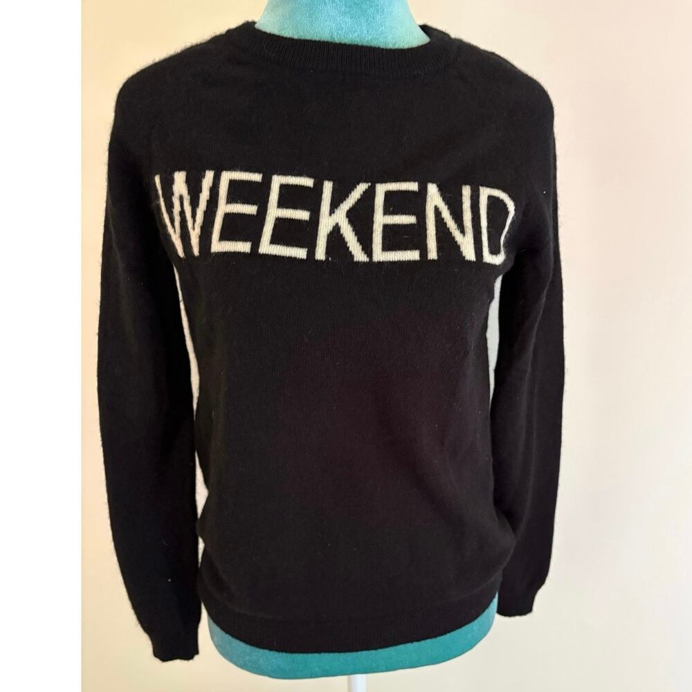 Philosophy Weekend Intarsia Graphic 100% Cashmere Knit Sweater EUC Black small